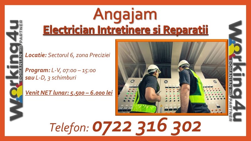 Electrician intretinere si reparatii